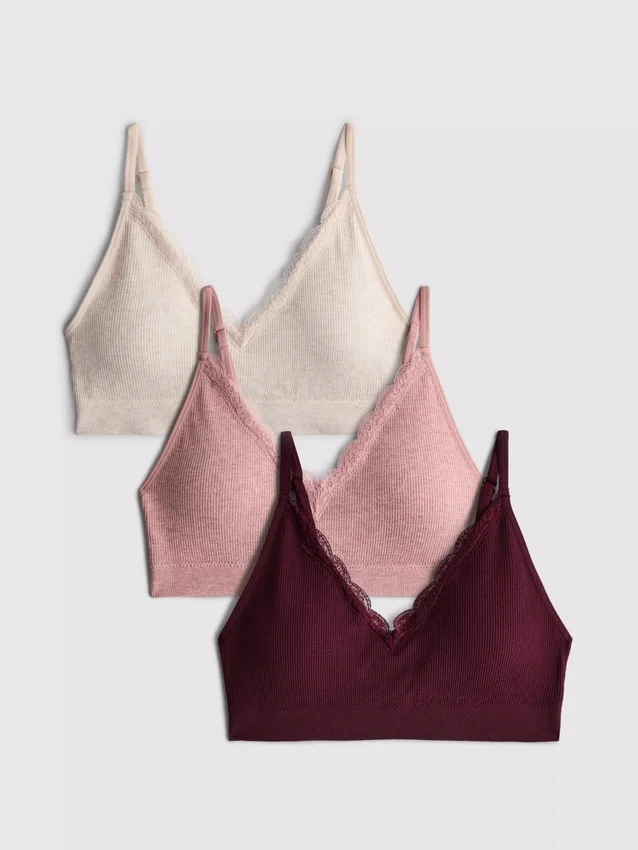 3-pack sömlösa braletter med spetskanter