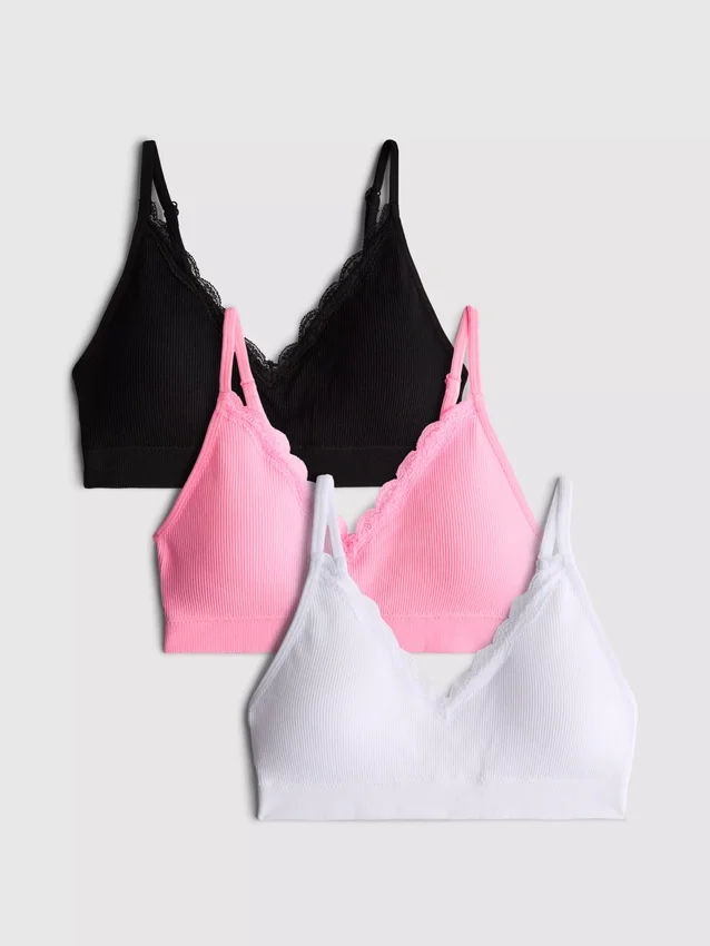 3-pack sömlösa braletter med spetskanter