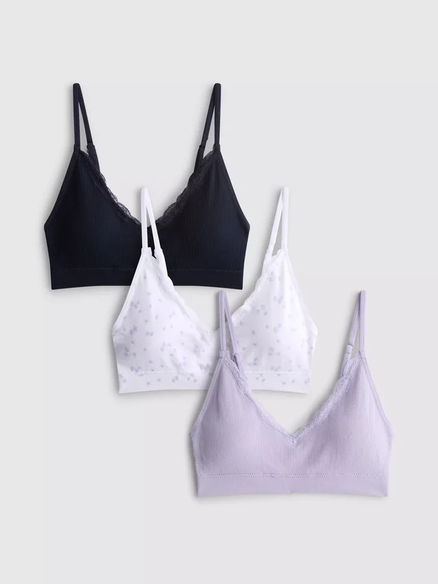 3-pack sömlösa braletter med spetskanter