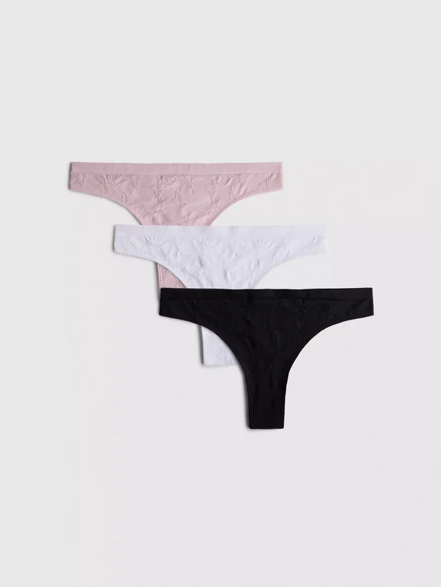 3-pack sömlösa jacquard-stringtrosor