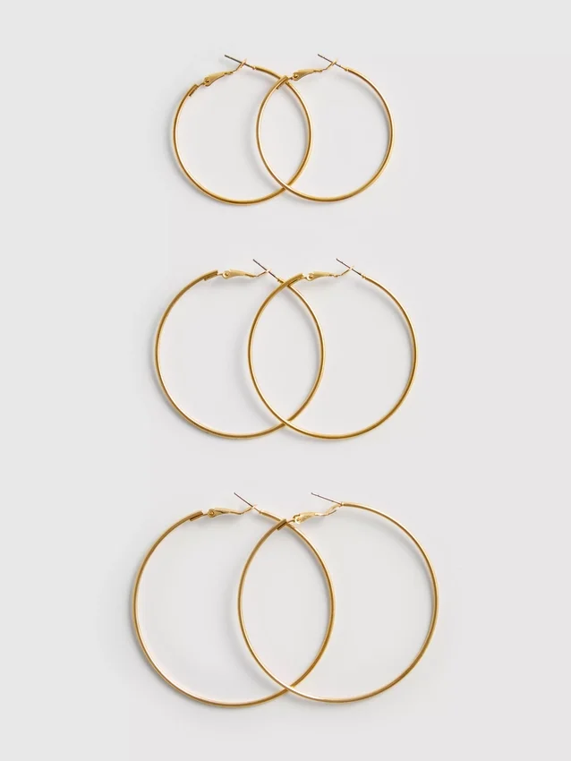 3-pack stora ringörhängen