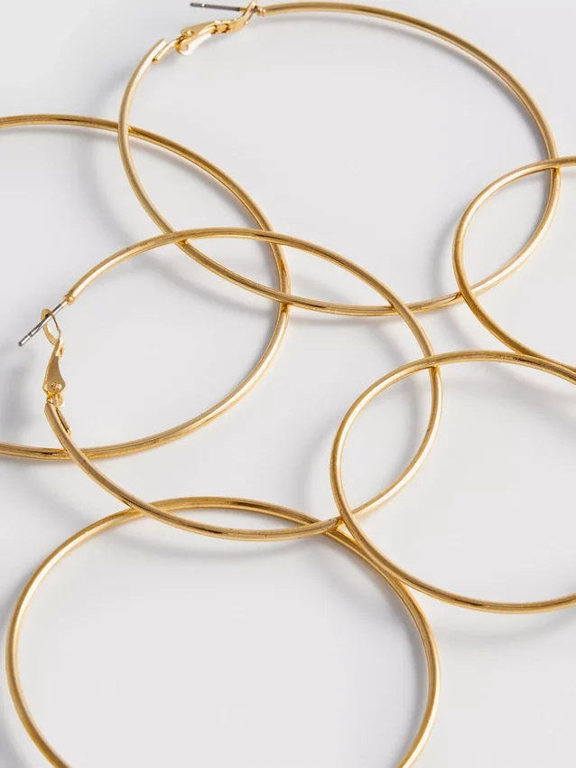 3-pack stora ringörhängen