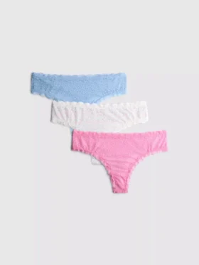3-pack stringtrosor helt i spets