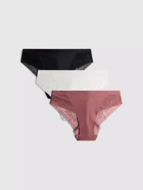 3-pack stringtrosor med brasilianska spetsdetaljer