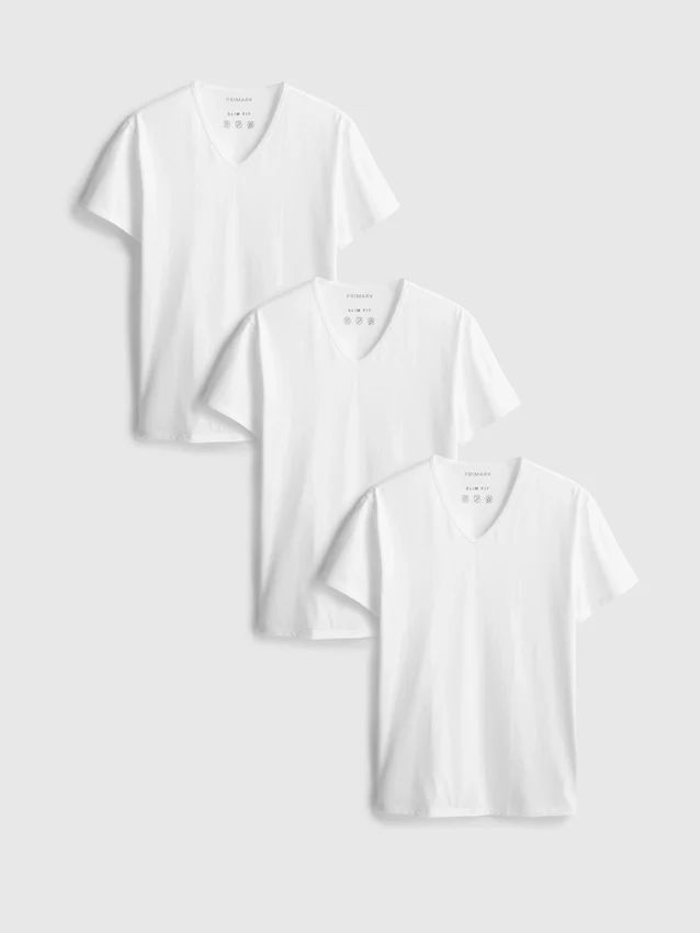 3-pack T-shirtar med V-ringning