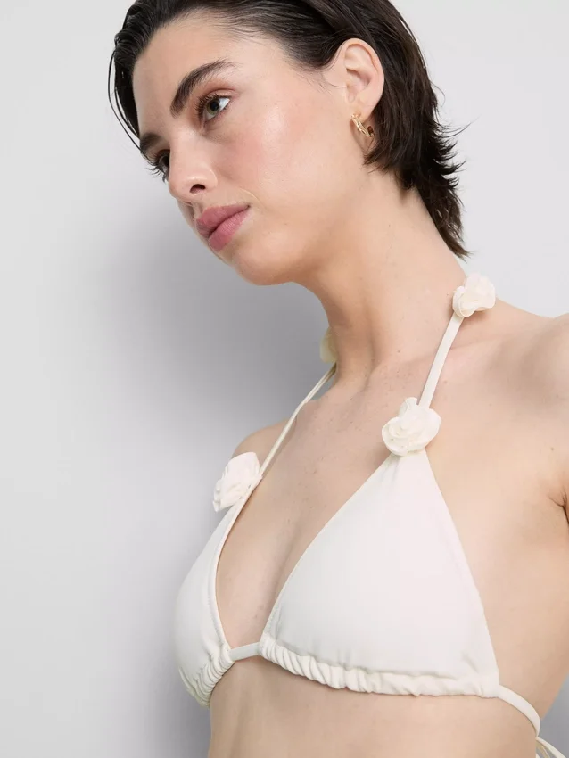 3D-blommig triangel-bikinitopp