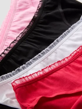 4-pack högmidjade trosor med volangkant