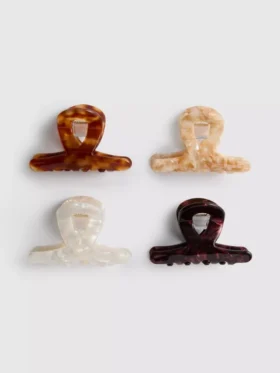 4-pack hårklämmor med vridet mönster