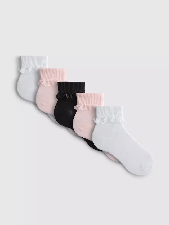 5-pack ankelstrumpor med tyllkant