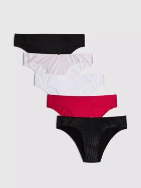 5-pack bomullsrika mönstrade brasilianska trosor
