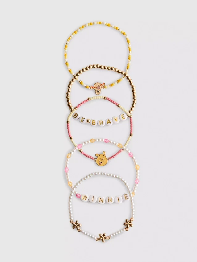 5-pack Disney Winnie the Pooh-armband med pärlor och berlocker