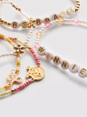 5-pack Disney Winnie the Pooh-armband med pärlor och berlocker
