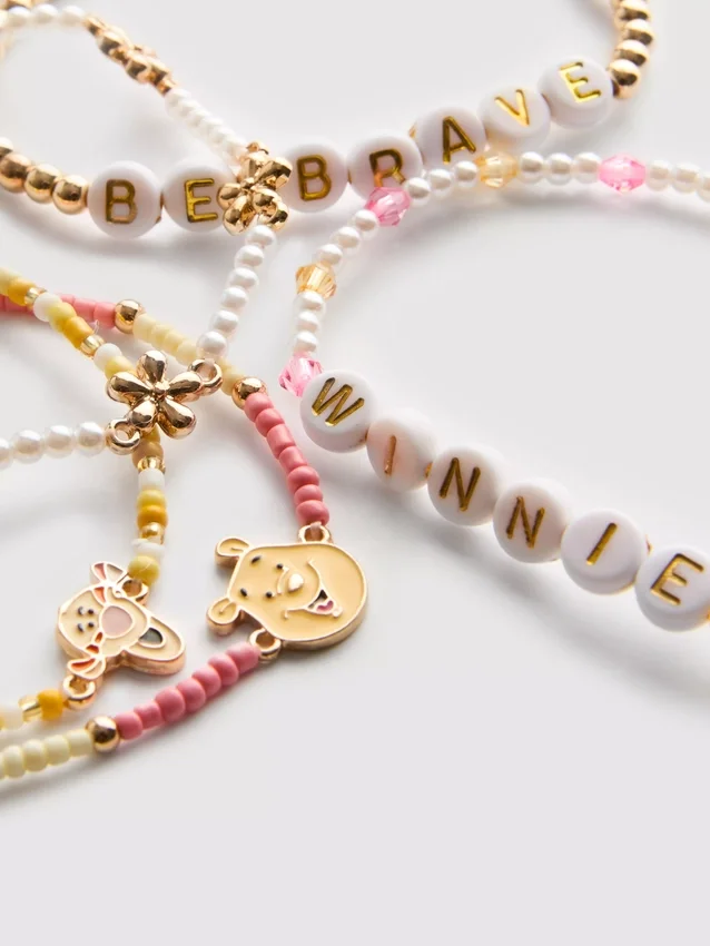5-pack Disney Winnie the Pooh-armband med pärlor och berlocker