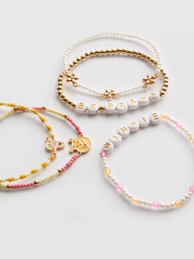 5-pack Disney Winnie the Pooh-armband med pärlor och berlocker