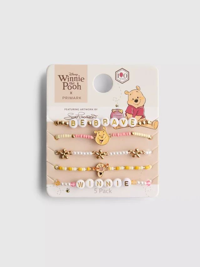 5-pack Disney Winnie the Pooh-armband med pärlor och berlocker