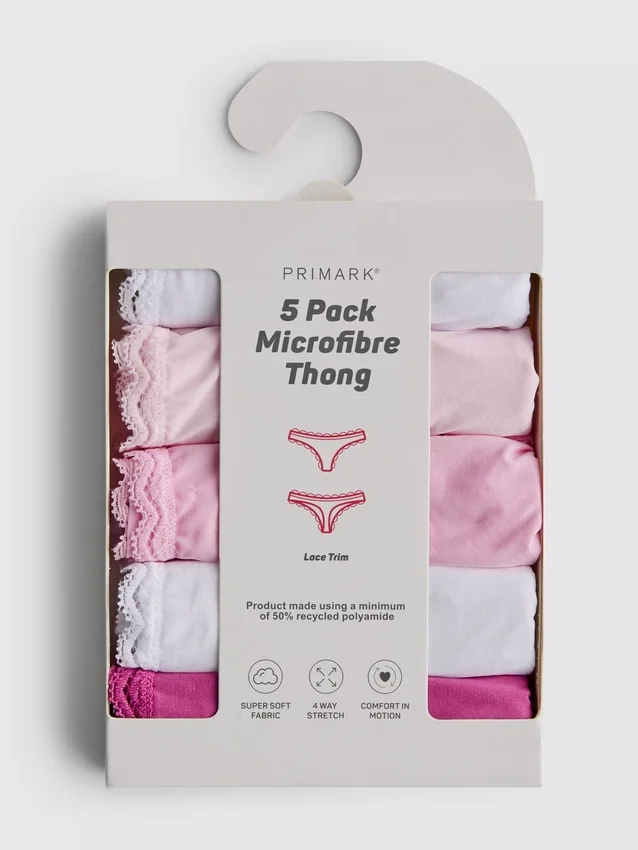 5-pack mikrofiber-stringtrosor med spetskant
