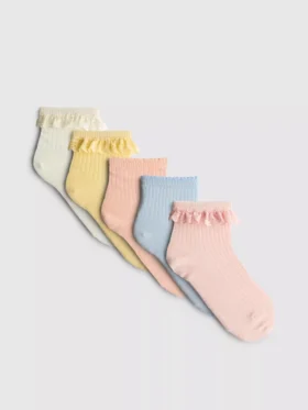 5-pack ribbade kvartsstrumpor med volanger