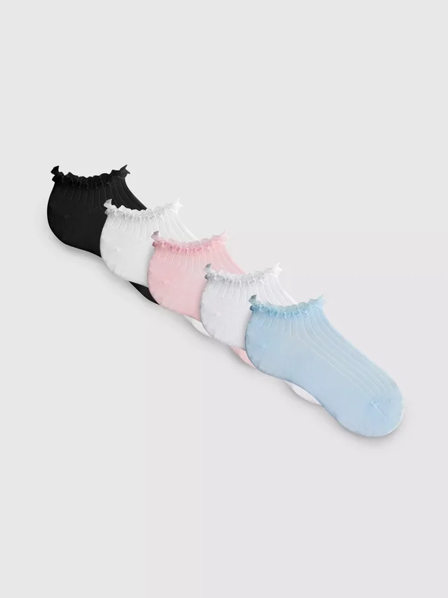 5-pack sneakerstrumpor med tyllkant