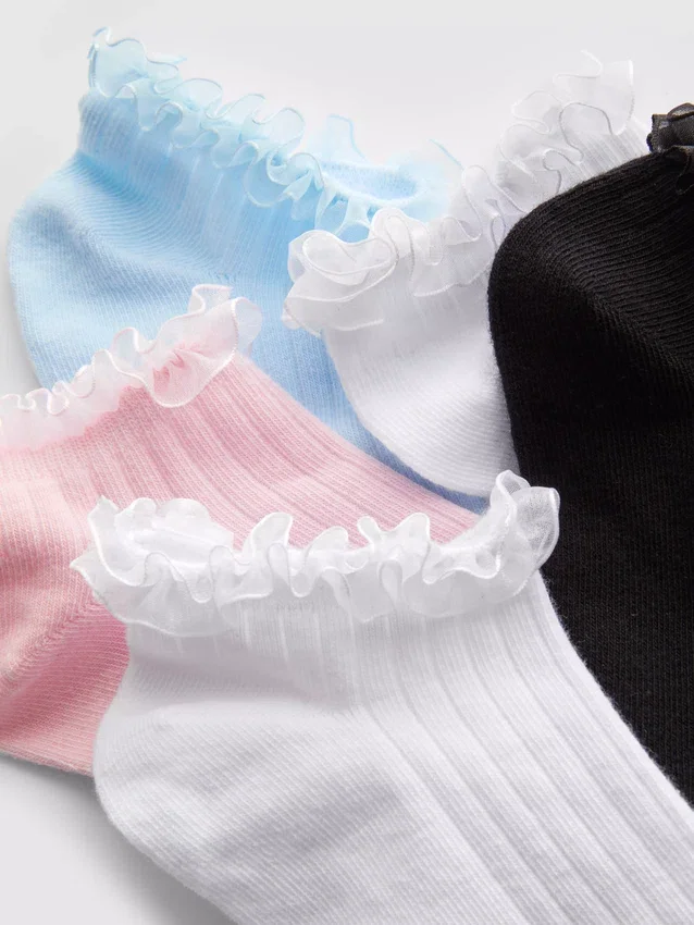 5-pack sneakerstrumpor med tyllkant