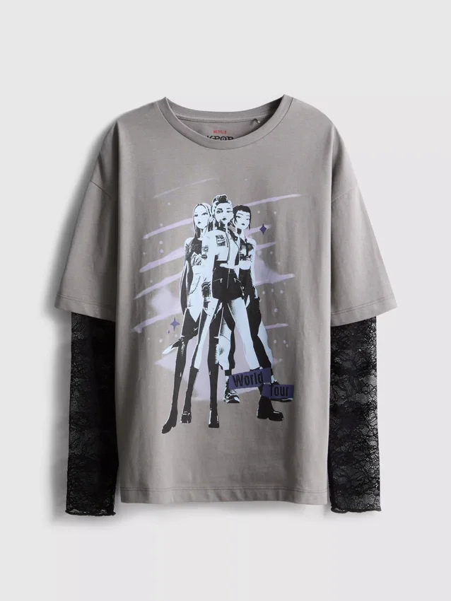 6–15 år | K-pop Demon Hunters långärmad T-shirt med spets