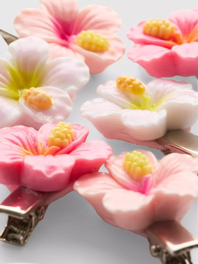 6-pack hårspännen med blommotiv