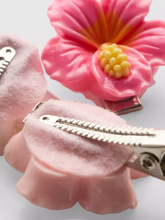 6-pack hårspännen med blommotiv
