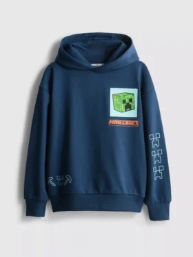 7–15 år | Hoodie med Minecraft-motiv, bomullsrik
