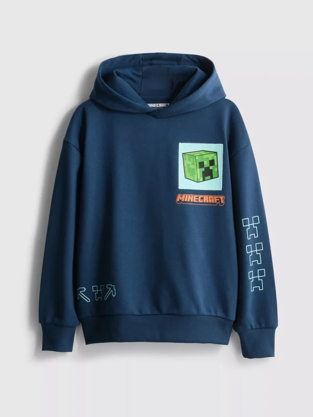 7–15 år | Hoodie med Minecraft-motiv, bomullsrik