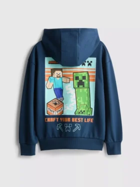 7–15 år | Hoodie med Minecraft-motiv, bomullsrik