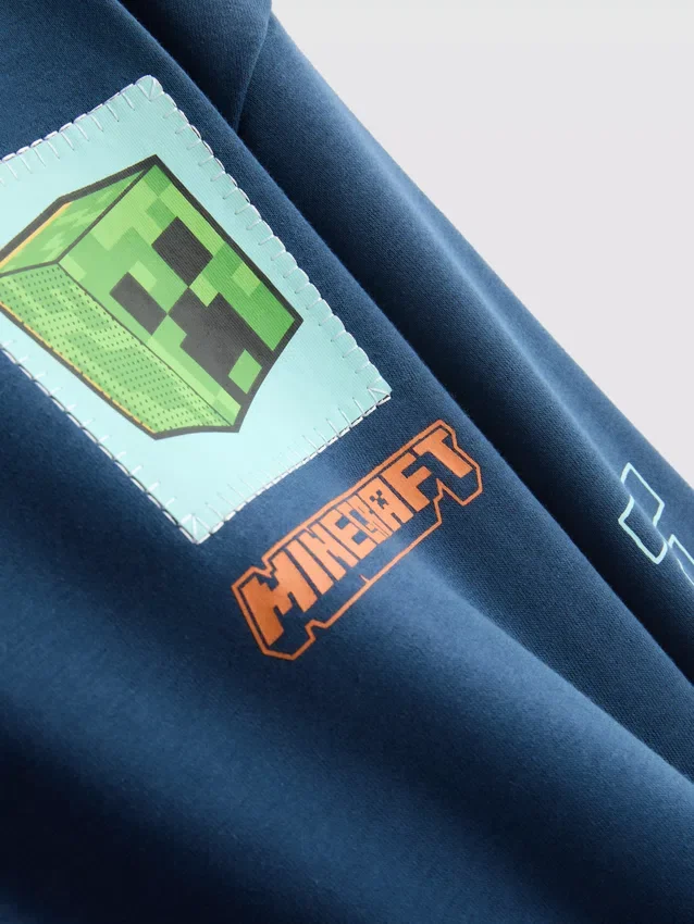 7–15 år | Hoodie med Minecraft-motiv, bomullsrik