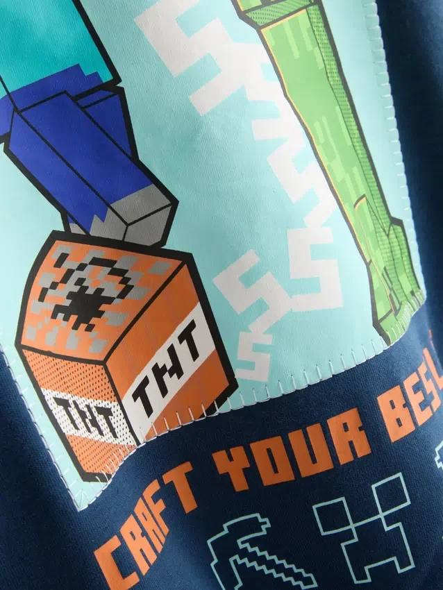 7–15 år | Hoodie med Minecraft-motiv, bomullsrik