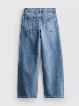 7–15 år | Jeans med breda ben och broderad blommig rosett