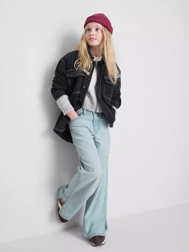 7–15 år | Jeans med slits i benslutet och vida ben