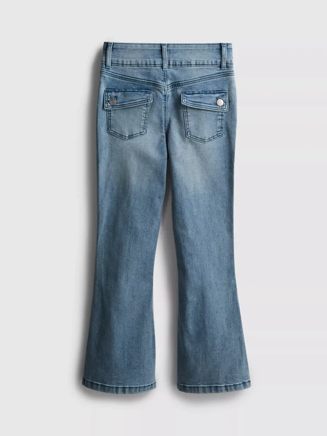 7–15 år | Jeans med veck och utsvängda ben