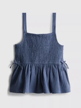 7–15 år | rynkad blus med rosett