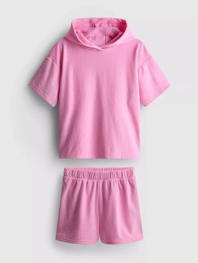 7–15 år | Set med handdukshuvtröja och Shorts