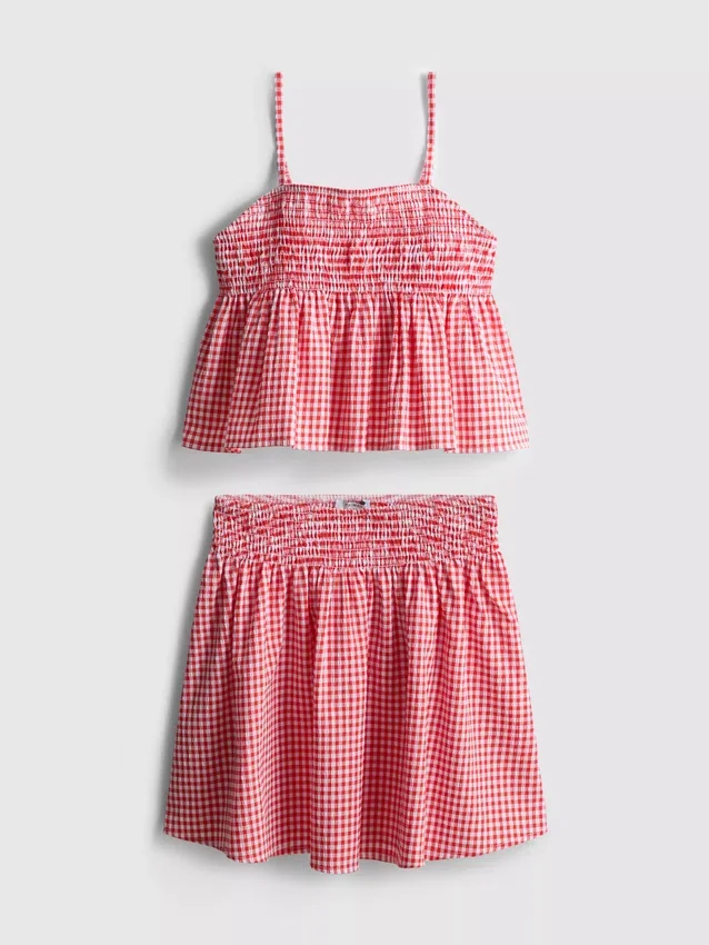7–15 år | Set med rutig blus och kjol