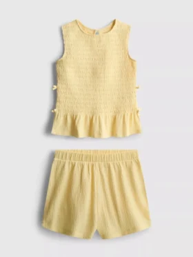 7–15 år | Set med rynkad ärmlös topp och Shorts