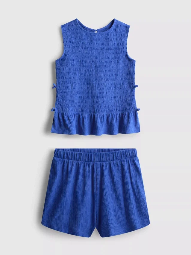 7–15 år | Set med rynkad ärmlös topp och Shorts