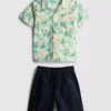 7–15 år | Set med skjorta och shorts i slubbomull