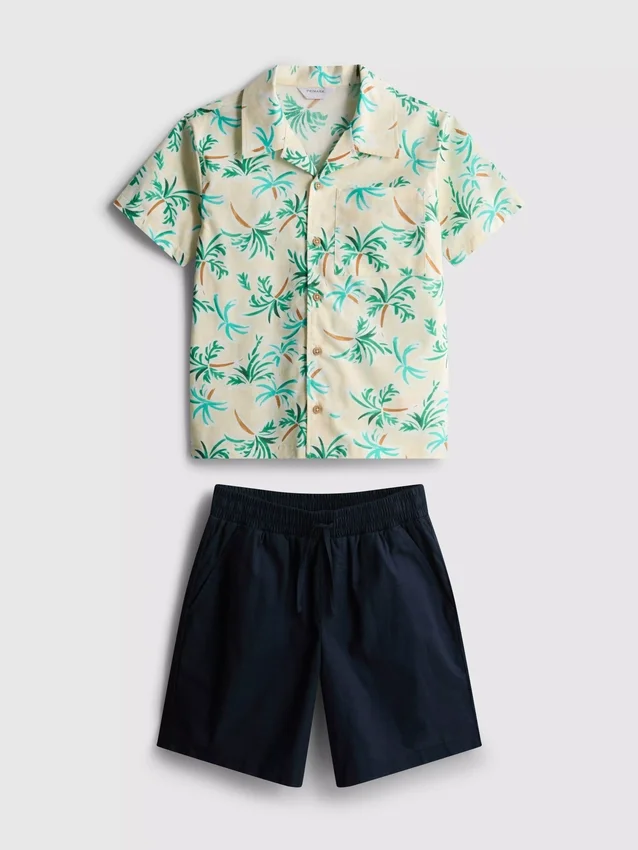 7–15 år | Set med skjorta och shorts i slubbomull