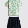 7–15 år | Set med skjorta och shorts i slubbomull