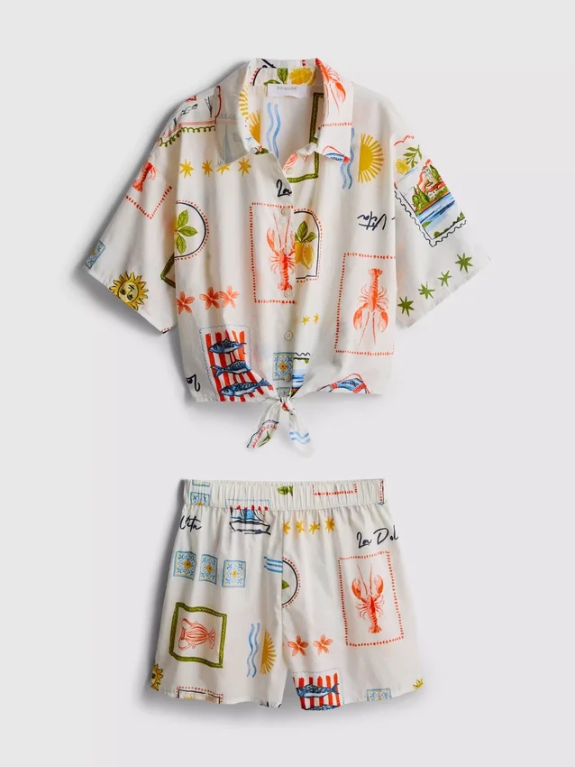 7–15 år | Set med skjorta och shorts med knytdetalj