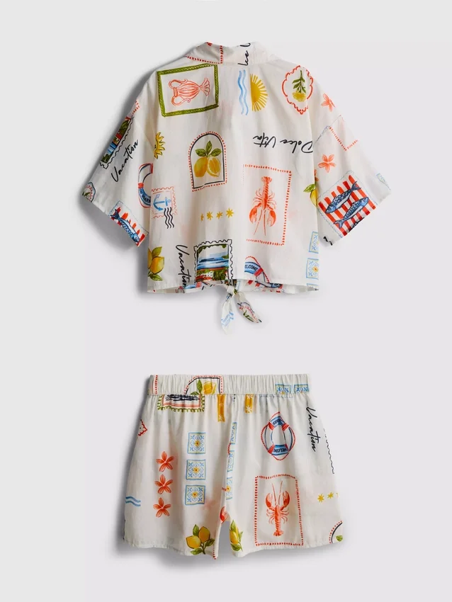 7–15 år | Set med skjorta och shorts med knytdetalj