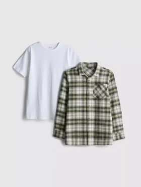 7–15 år | set med t-shirt och rutig skjorta