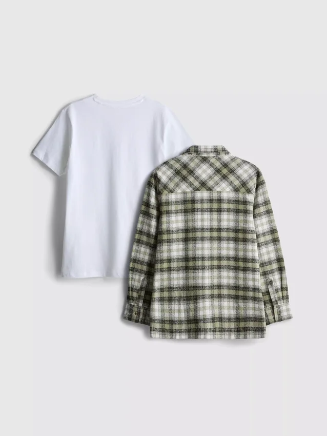 7–15 år | set med t-shirt och rutig skjorta