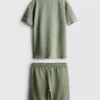 7–15 år | Set med texturerad polotröja och shorts