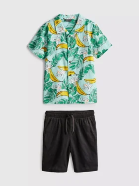 7–15 år | Set med tryckt skjorta och shorts