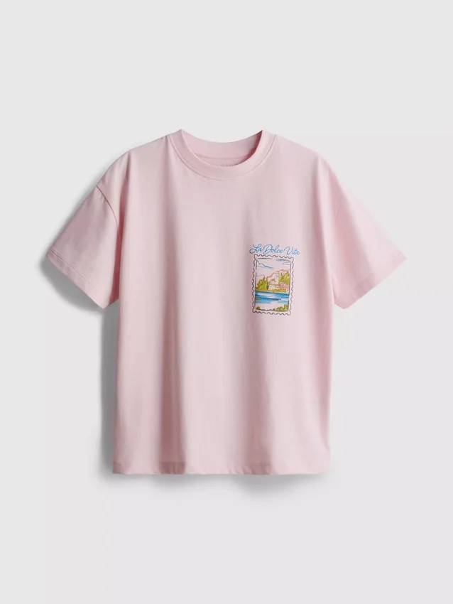 7–15 år | T-shirt i oversized-modell med grafiskt tryck