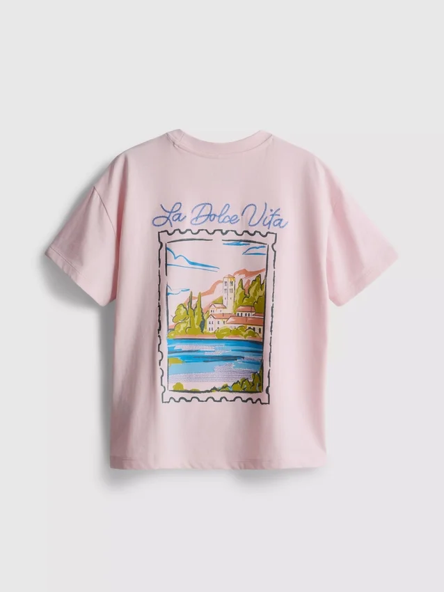 7–15 år | T-shirt i oversized-modell med grafiskt tryck